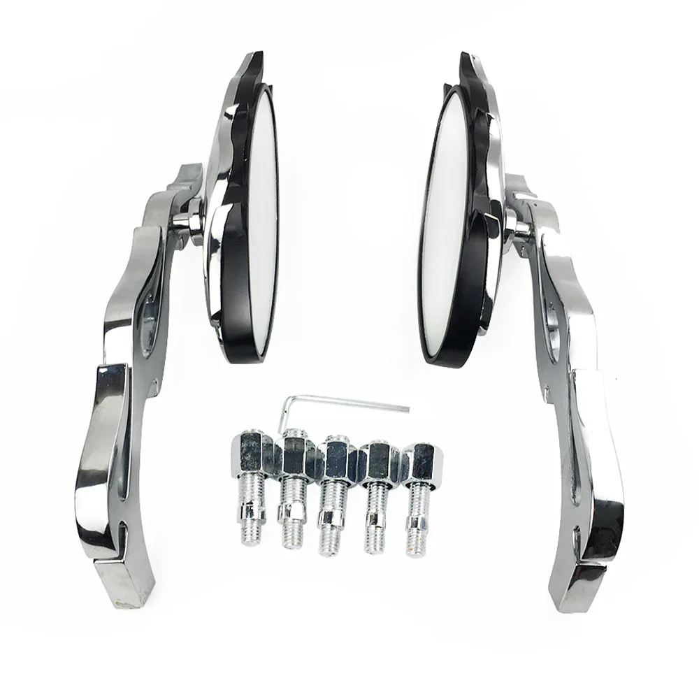 2pcs Chrome Aluminum Rearview Motorcycle Flame Oval Custom Side Mirror 8mm 10mm Scooter For Chopper Honda Yamaha | Автомобили и