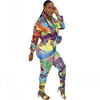 blouses two piece suit african dashiki new fashion women single breasted long sleeve cardigan trousers casual suit spring autumn