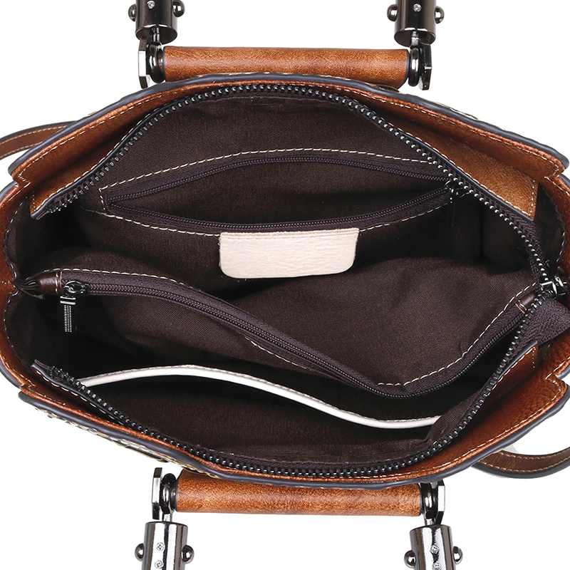 

First Layer Cowhide Top Handle Bag Handbag Vintage Female Embossed Women Tote Crossbody Shoulder Messenger Genuine Leather Bags