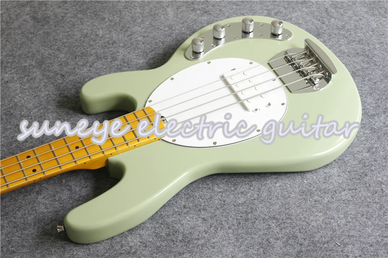 

China Custom Shop Green Glossy 4 Strings Electric Bass Guitar Basswood Guitar Body Music Man Electric Bass Guitar 4 Strings
