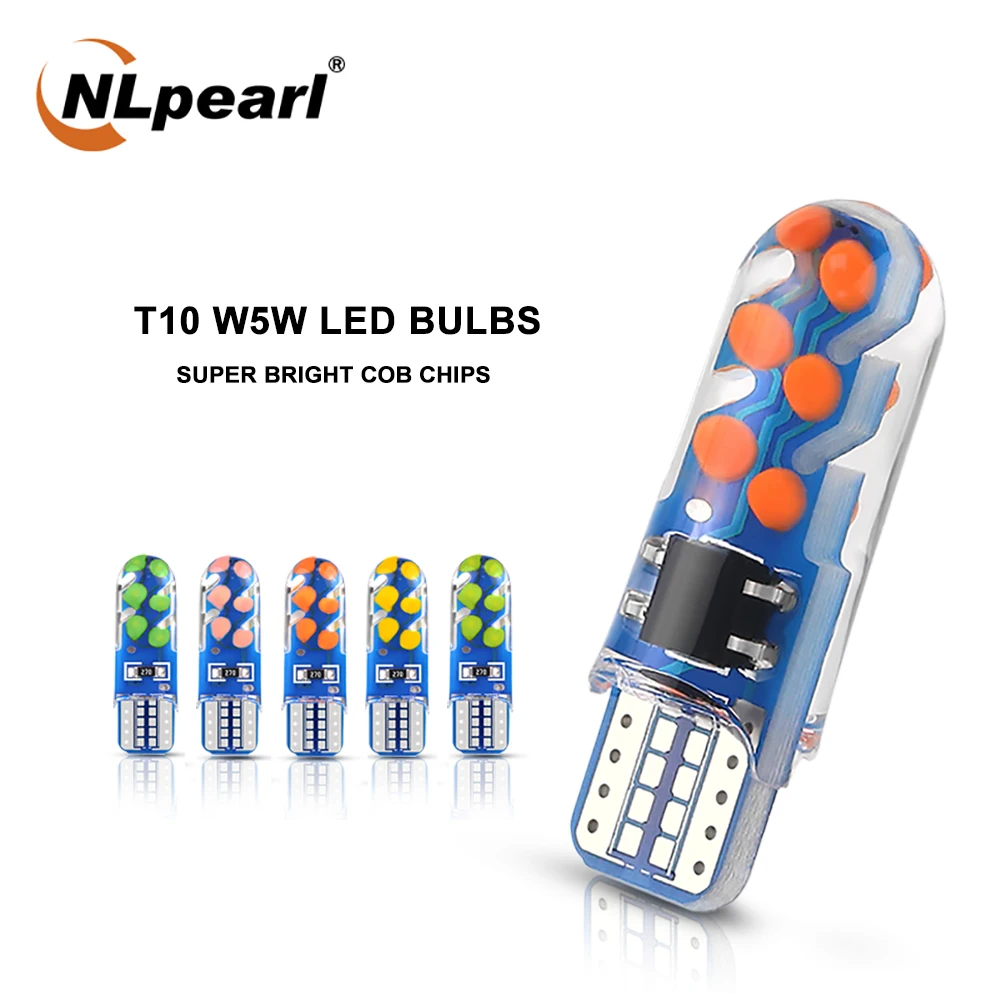 

NLpearl 2x Signal Lamp T10 W5W Led 168 194 Car Interior Light COB Chips W5W Led Canbus Auto Clearance Lights Reading Lamp 12V
