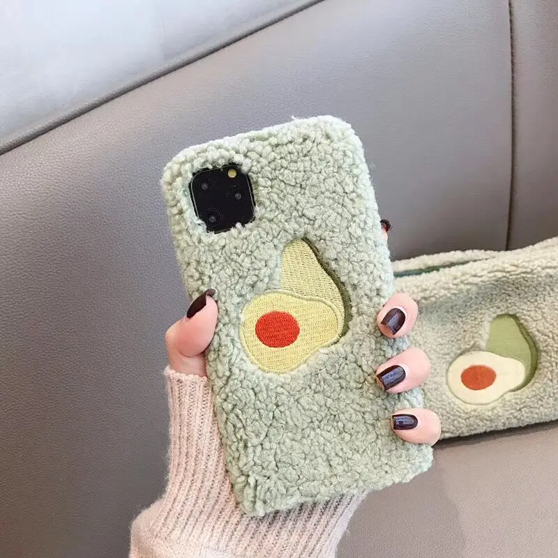 Cartoon cute fruit Banana avocado Phone Case For iPhone 11 Pro Max XR XS 6 6S 7 8 Plus X fashion Plush Winter Back Cover |