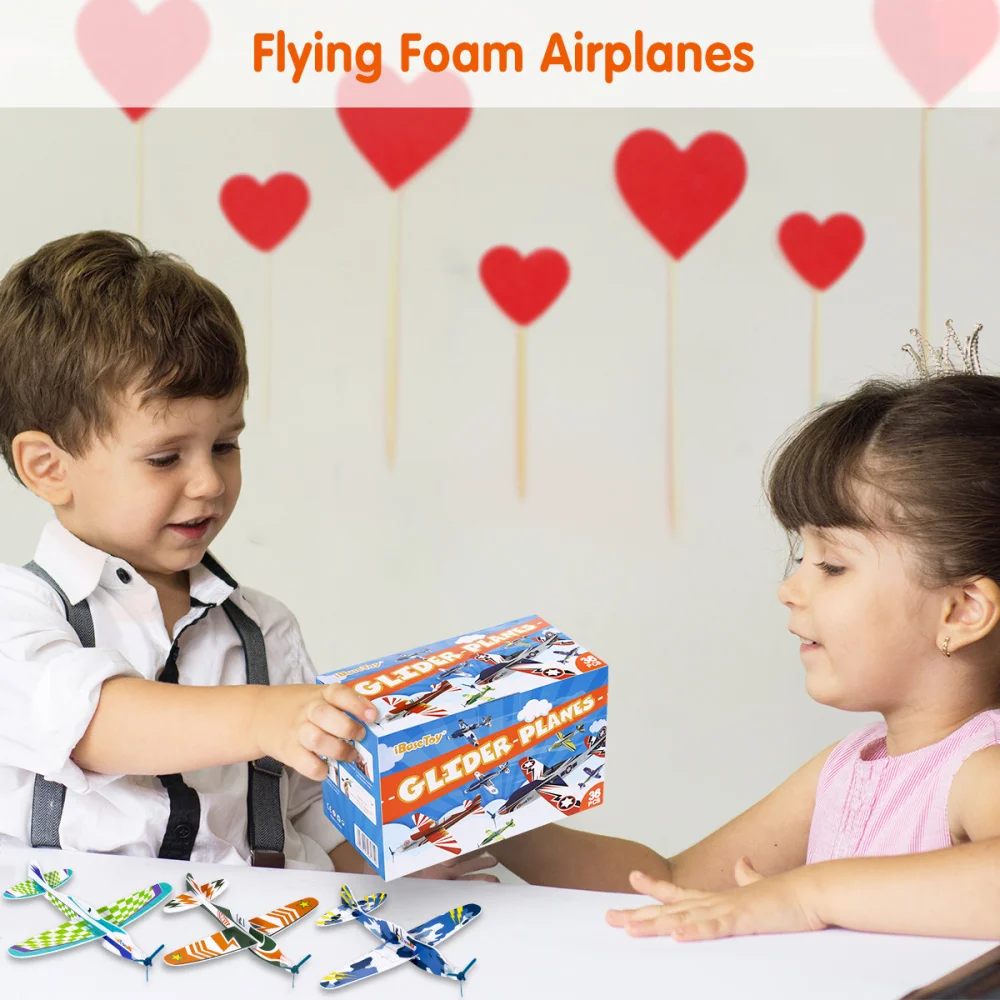 

iBaseToy 36pcs Assembly Flying Glider Plane Lightweight Air Planes Fun Toys Party Favor for Kids