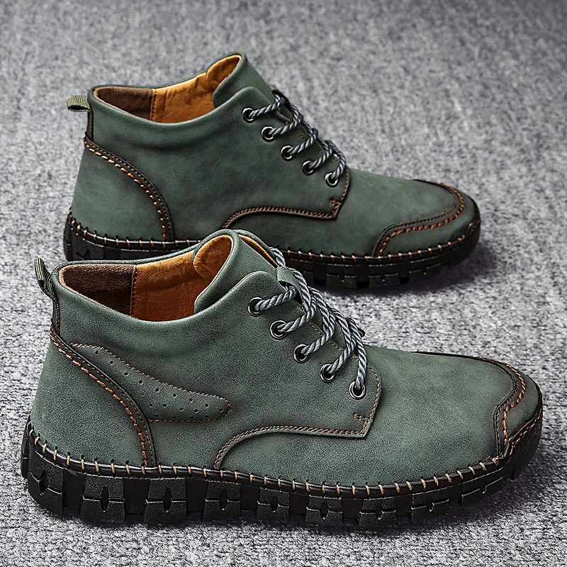 Мужские зимние ботинки из натуральной кожи мужские теплые ботильоны плюшевые