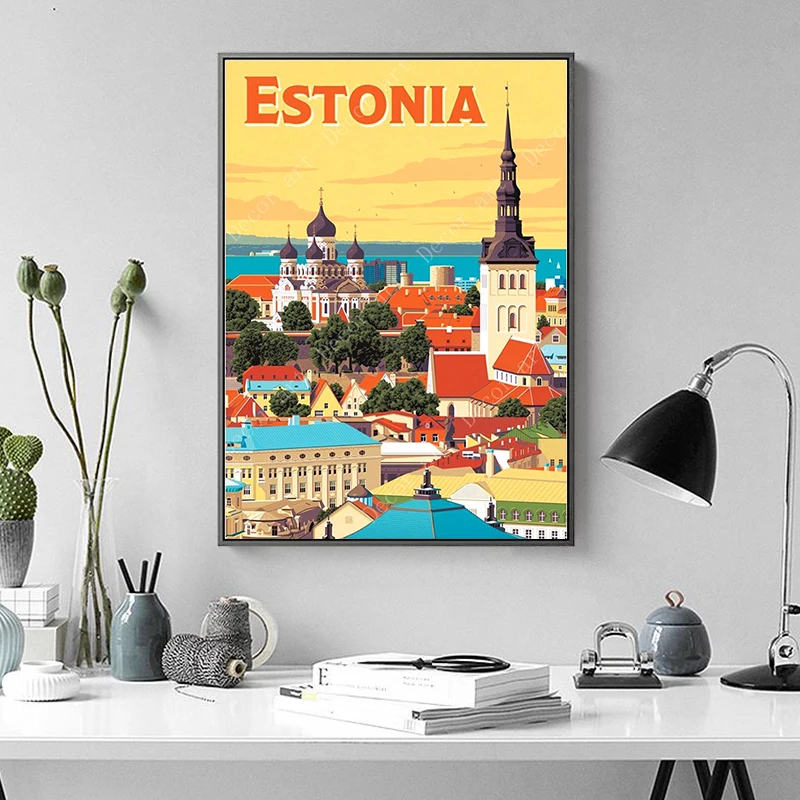 Эстония Литва Латвийская Рига Таллинн для путешествий холст картины винтажные
