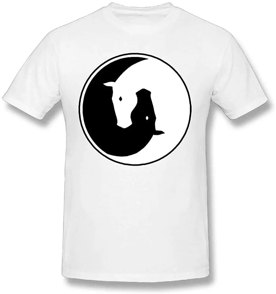 

Men's Crewneck Yin Yang Horses Short-Sleeve T-Shirts New Arrivals Summer Cool Tee 2020 Breathable All Cotton T Shirt