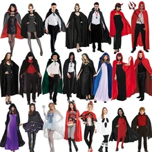 Costume Capes Hooded Robes Black Red Deluxe Halloween Cloak Full Length