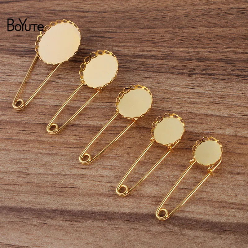 

BoYuTe Custom (200 Pieces/Lot) Fit 14-16-18-20-25MM Cabochon Brooch Blanks Tray Base Diy Brooch Pins Accessories