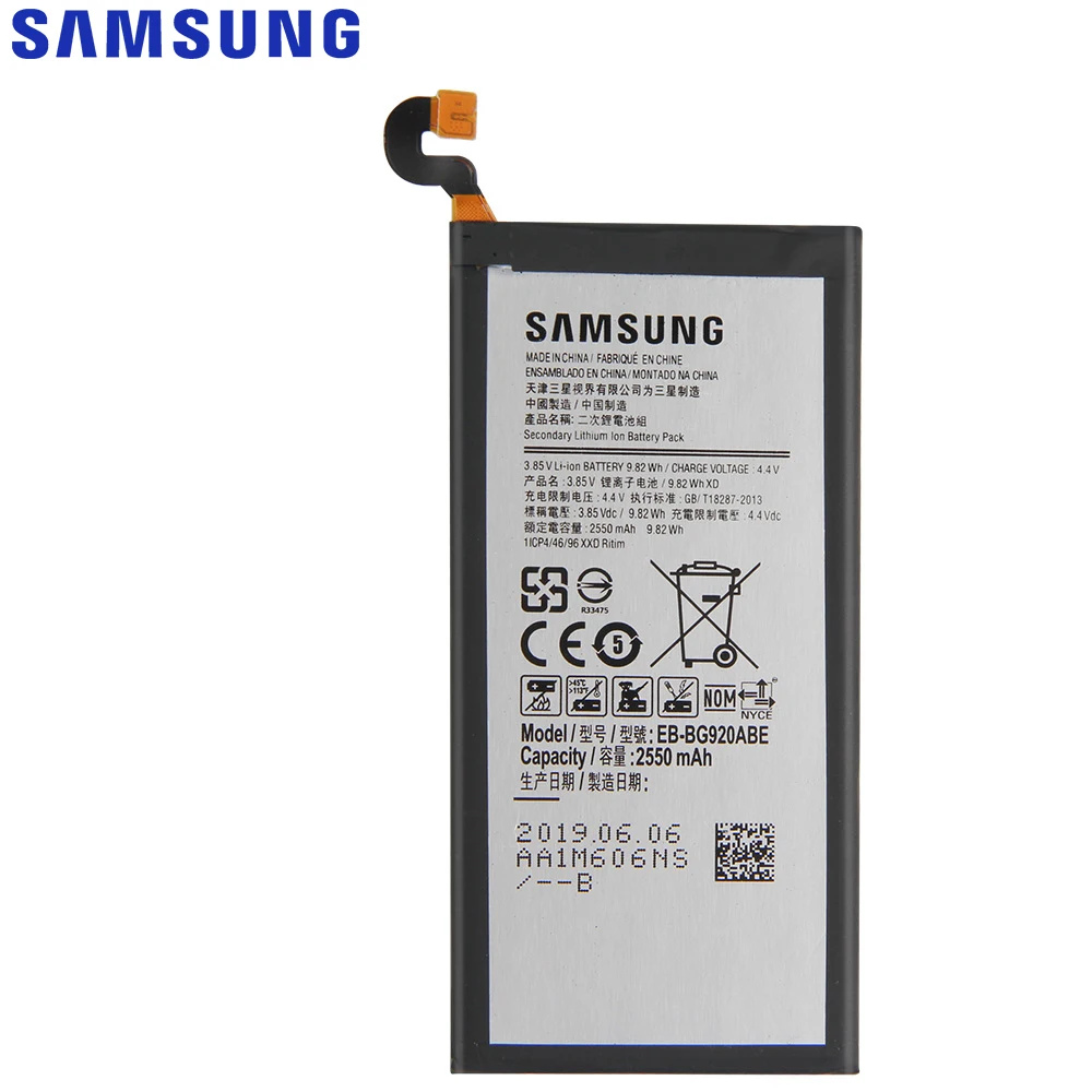 Оригинальный аккумулятор для SAMSUNG Galaxy S6 G9200 G920F G920I G920 G920A G9208 G9209 G920V G920T G920P EB-BG920ABE