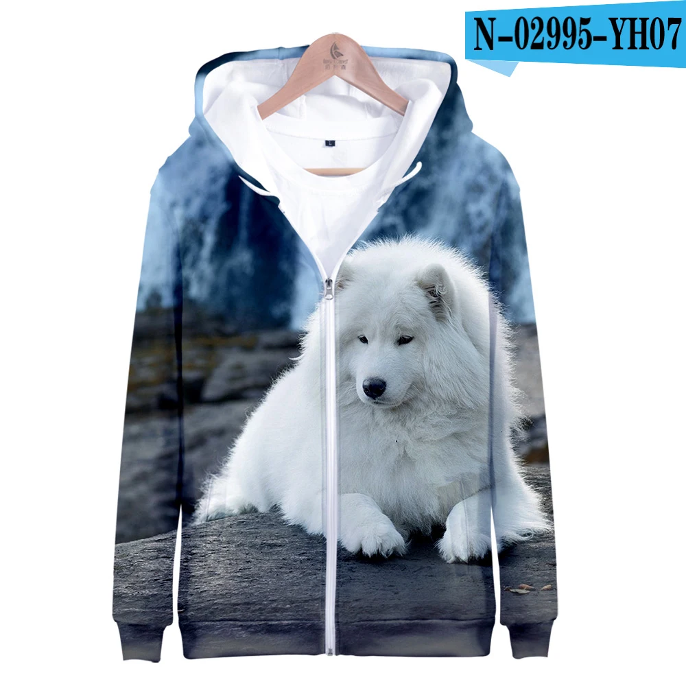 Горячая Распродажа Samoyed куртка на молнии 3D Толстовка с принтом Samoyed толстовки женские большие размеры для женщин уличная - Цвет: F