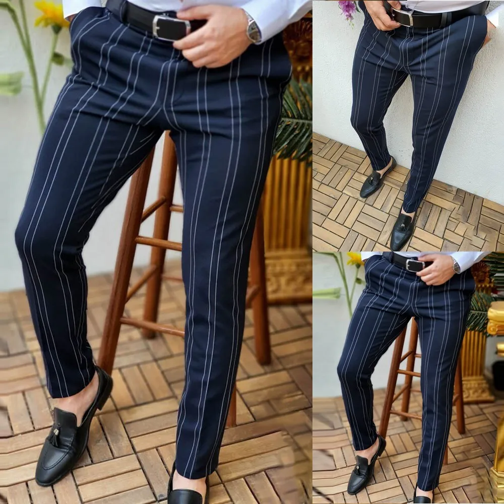 

Mens Chinos Slim Fit Skinny Pants For Men Chino Trousers Plaid Design Fashion Grey With Stripe Casual Solid Color Pants