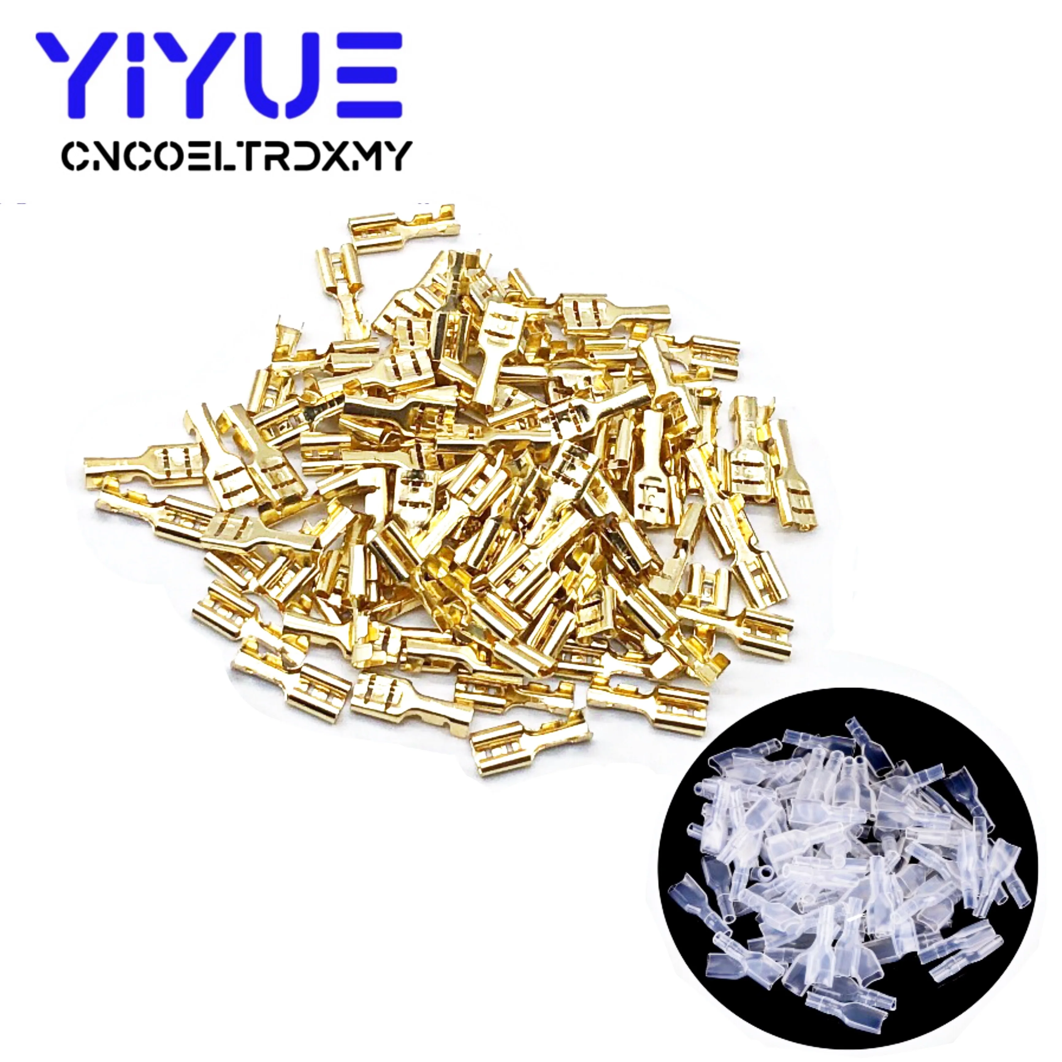 

200PCS/lot 2.8mm 4.8mm 6.3mm Female Spade Crimp Terminals Electrical Sleeve Wire Wrap Connector for 22-16 AWG 0.5mm2-1.5mm2