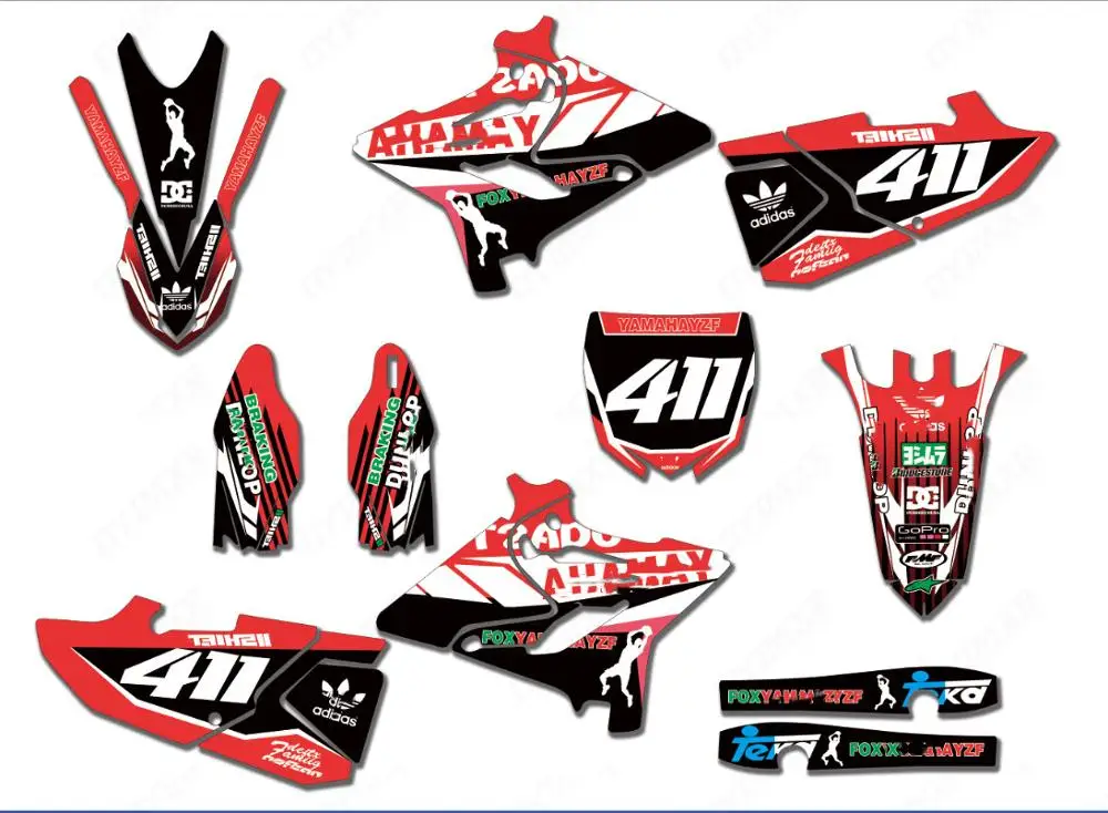 Для YAMAHA YZ125/250 графика и фоны наклейки Наборы для YAMAHA YZ125 YZ250 YZ 125 YZ 250