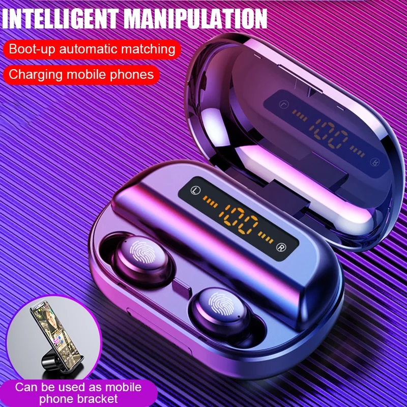 

Touch control wireless earphone with 4000mA Charging case auto connect Hifi HD voice call earbuds for apple Android mobile phone