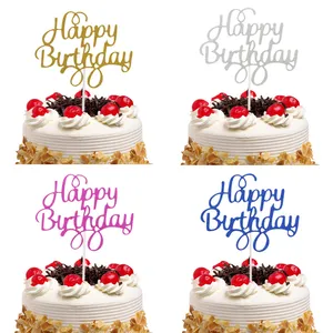 1 шт. креативный Топпер для торта, флаг, золото, серебро флаги с надписью Happy Birthday, одна палочка для дня рождения принадлежности для выпечки тортов