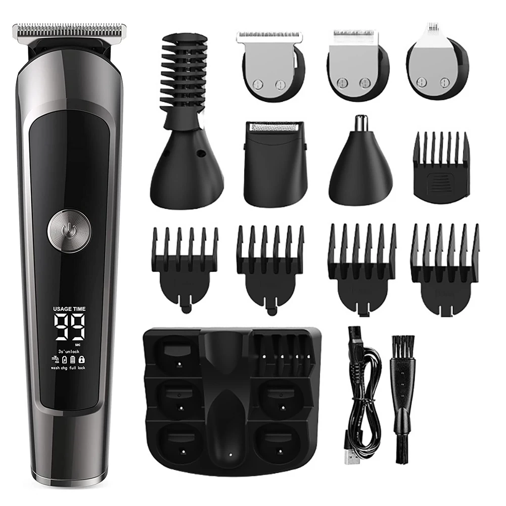 

HATTEKER Pro Hair Clipper Full Body Hair Trimmer Razor 6 In 1 Beard Trimmer kit USB Charging Shaver Nose trimmer