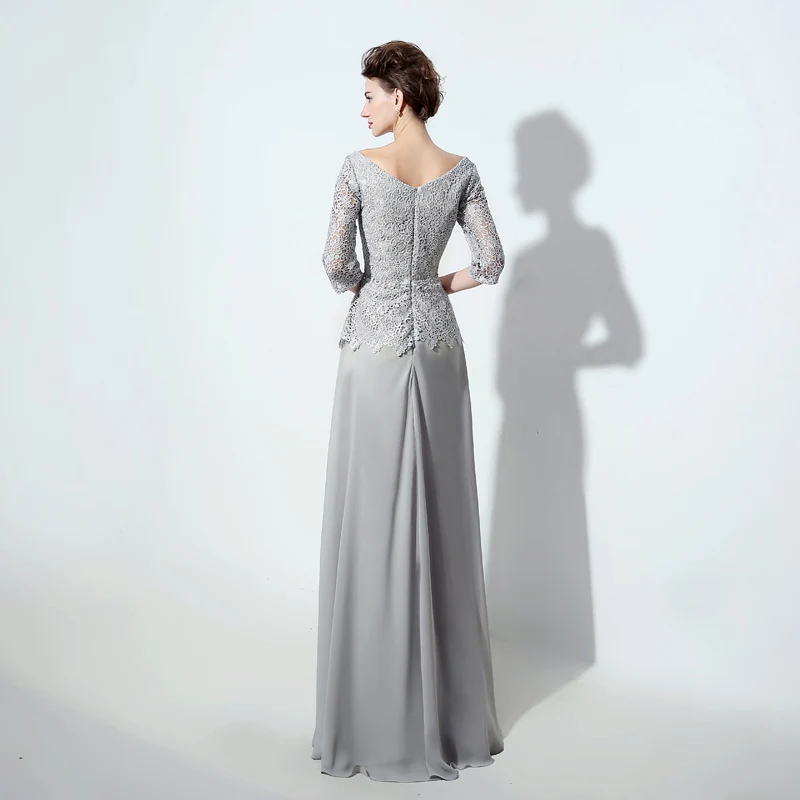 A Line совок шеи длиной до пола шифоновые вечерние платья с кружевом Мать невесты платья| |