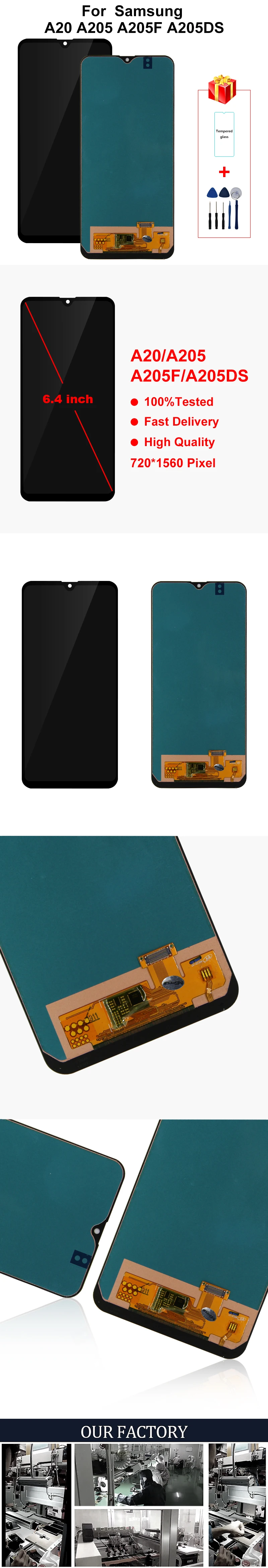 6," ЖК-дисплей для samsung Galaxy A20 A205 SM-A205F ЖК-экран Замена для samsung A20 A205 A205F дисплей