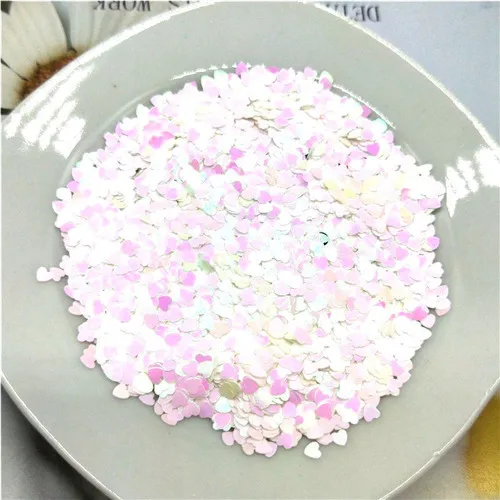 AB white 10g Ультратонкая PET Блестки 3 мм Сердце Лазерная блестящая 3D блестка для ногтей блестка Eo-Friendly свободные блестки для украшения ногтей 10 г - Цвет: AB white 10g