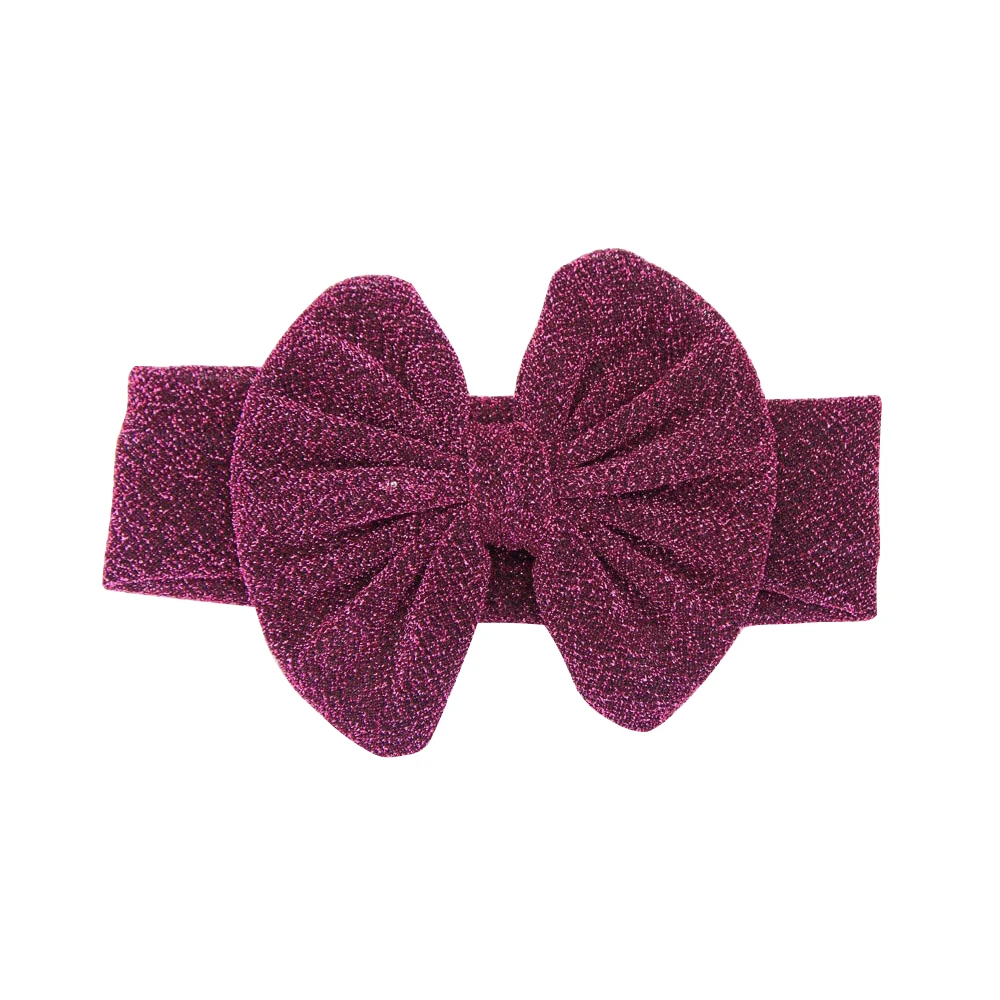 Детская блестящая повязка на голову с большим бантом и тюрбаном Мягкая