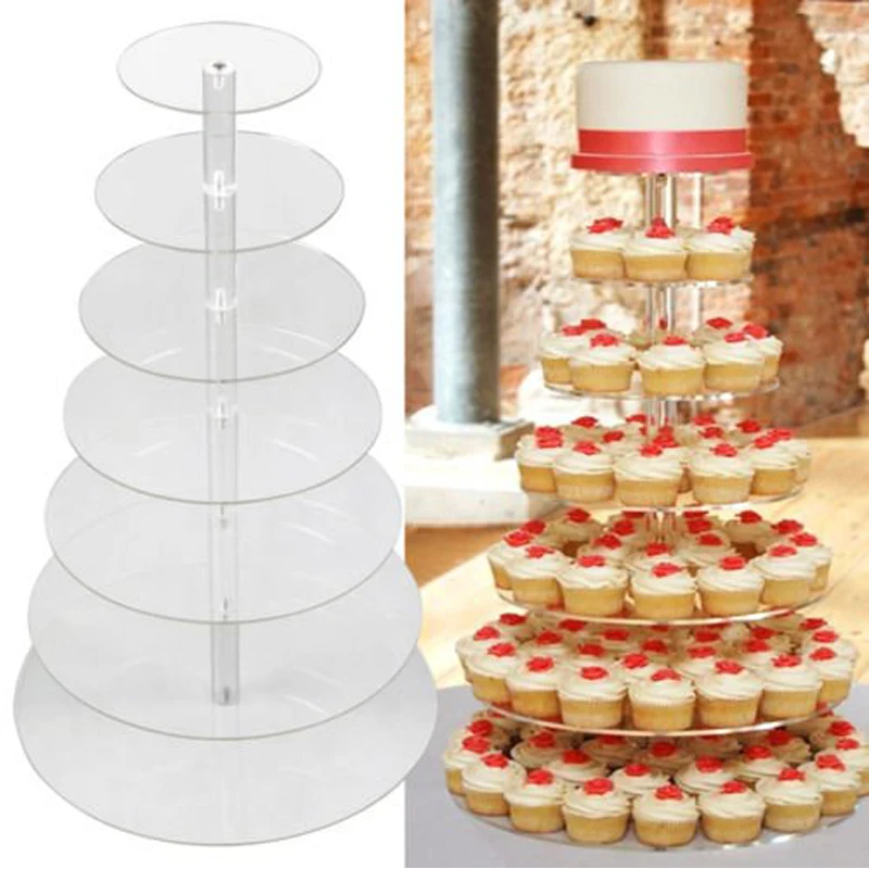 

Round Cake Holder Acrylic Cupcake Cake Stand Assemble and Disassemble Home BirthdayTools Party Stands Decoration Gift WJB40307