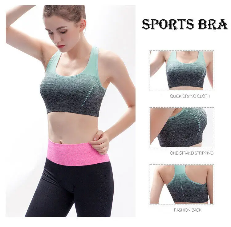 2020 Women Ladies Sports Running Bra Crop Top Vest Stretch Bras Padded Fitness Workout Underwear |