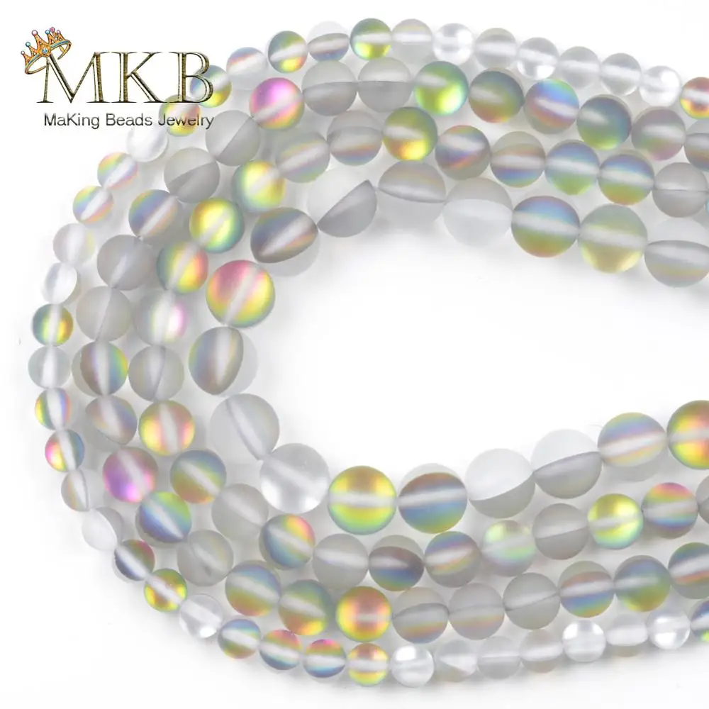 Круглые Бусины Из Натурального стекла радужные цвета для изготовления ювелирных