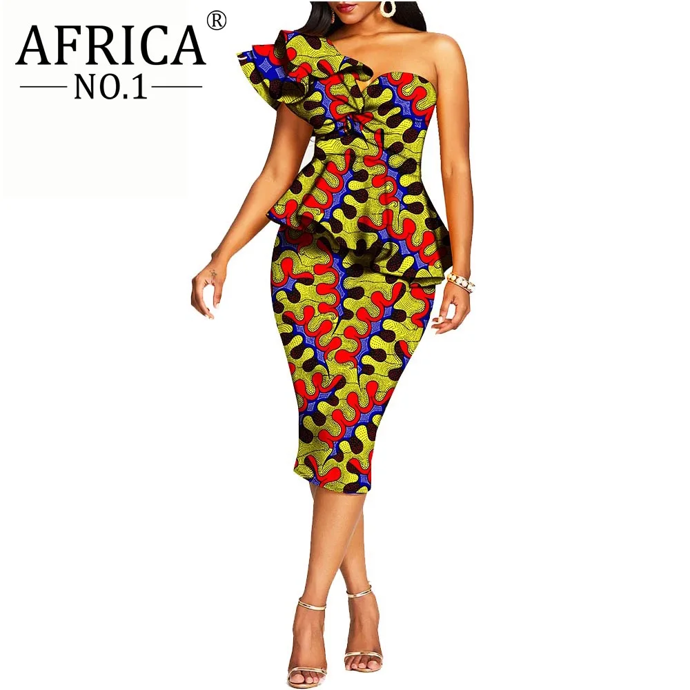 

Элегантный комплект из 2 предметов в африканском стиле для женщин, топ + юбка, Анкара, Дашики, наряды, блузка, рубашка, миди, юбка, Повседневные...