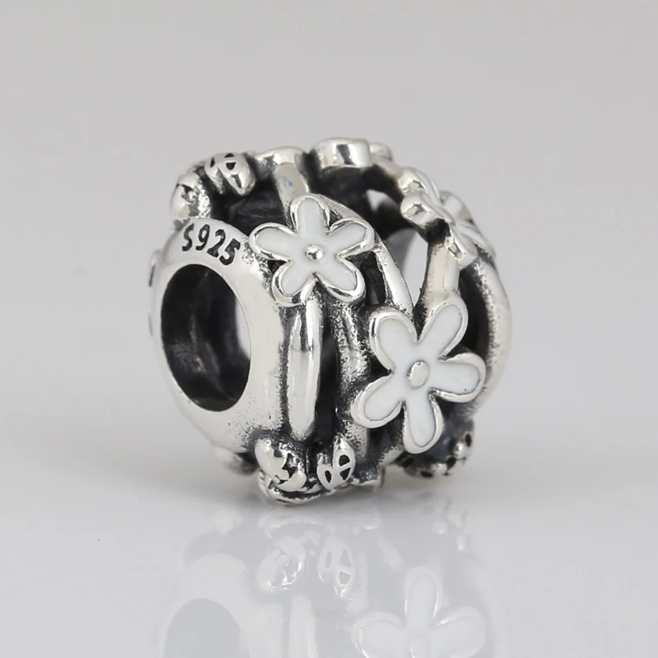 

Authentic S925 Silver Bead Daisies and Ladybug Charm for Women Lady Girl Bracelet Bangle