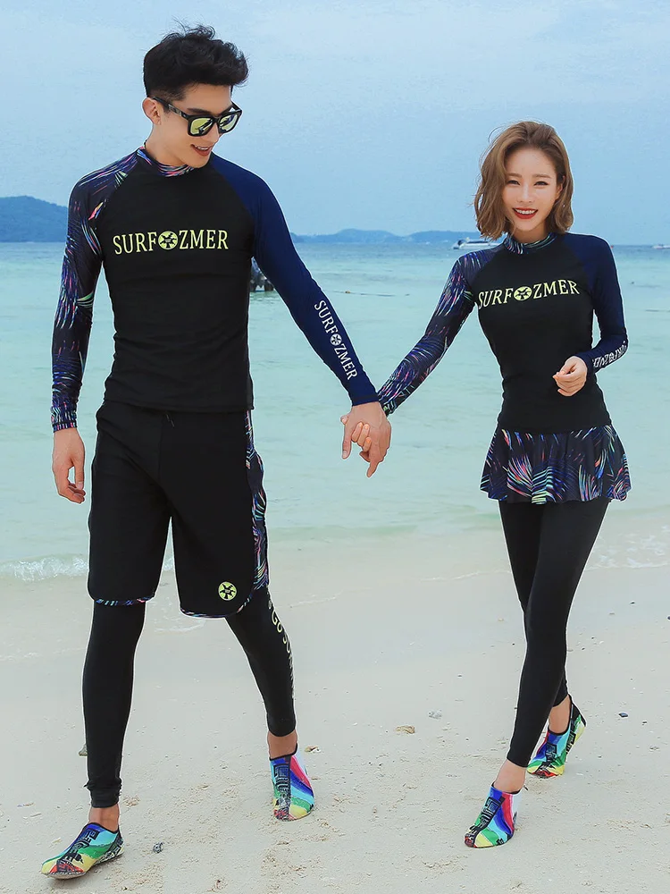 

Korean Diving Suit Split Quick Drying Clothes Sun Protection with Zipper Jellyfish Men's and Women's Long Sleeves Swimsuit