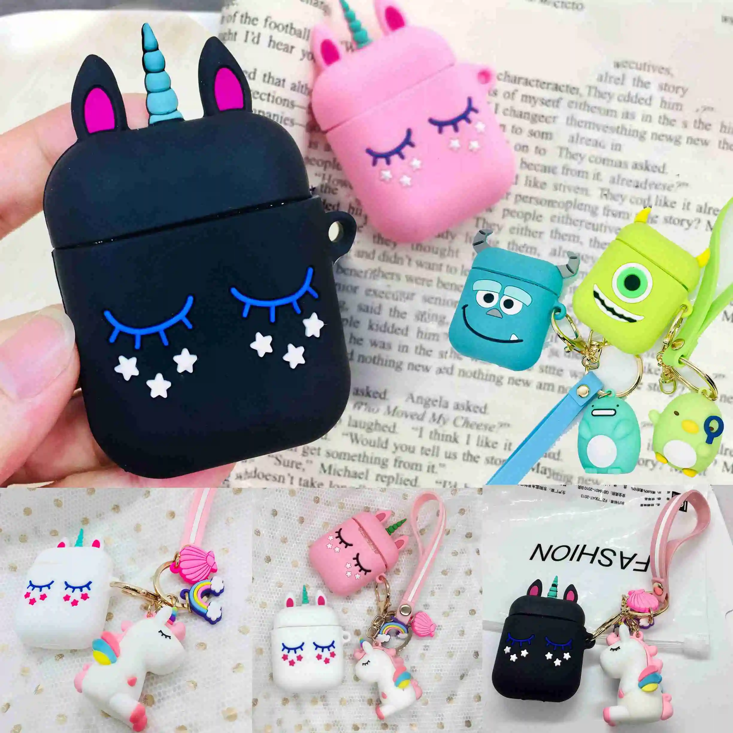 Чехол для Airpods 2 милый мультяшный чехол с кольцом ключей аксессуары защитный
