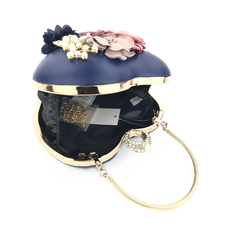 Новый цветочный дизайн вечерняя сумка металлическая ручка в форме сердца