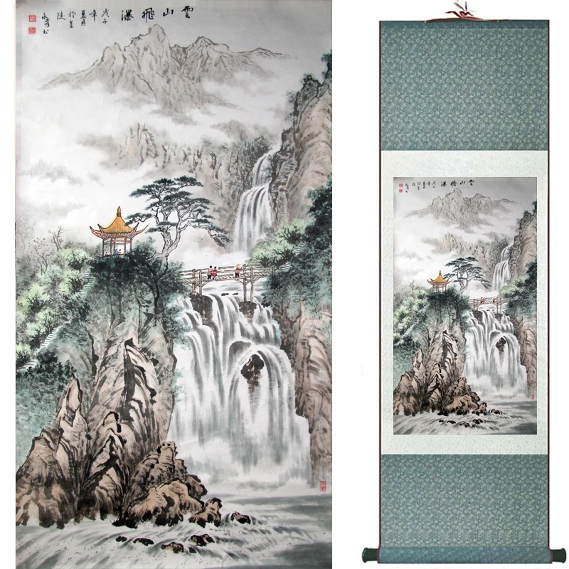 

landscape painting Home Office Decoration Chinese scroll painting mountain and River painting 2018082417