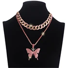 Ожерелье с бабочкой Glam, набор кубинских звеньев, цепочка, чокер, ожерелье для женщин, яркие ювелирные украшения