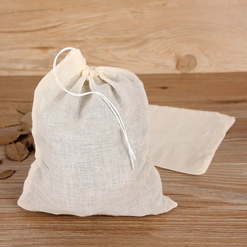 

10pcs Cotton Muslin Drawstring Straining Bag For Tea Herb Bouquet Spice Pack New