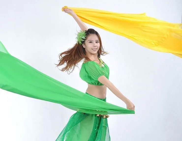 Индийский Оранжевый танец живота костюм современный Восточный BellyDancing пряжа шарф для женщин BellyDance костюм сценическое шоу шаль для танцев