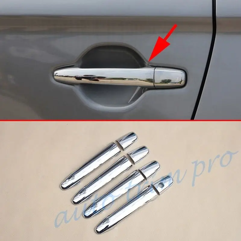 Хромированные дверные ручки защиты литье Крышка отделка Подходит для Mitsubishi Outlander
