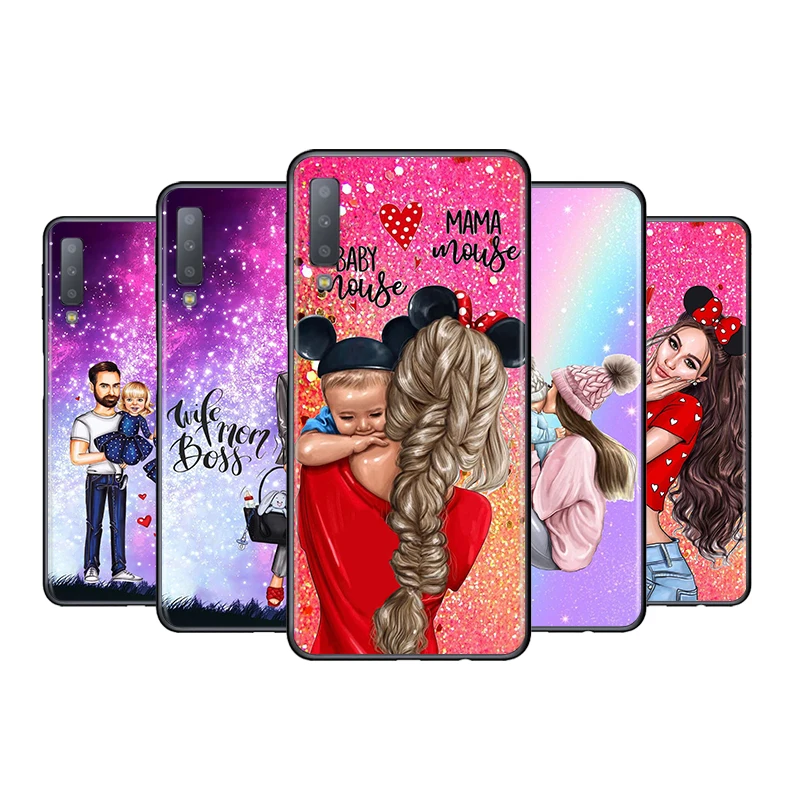 

Phone Case For Samsung A8 A9 Star A7 A9 A6 Plus 2018 A3 A5 2017 2016 A750 A6S A8S Baby Mom Girl Hot Fashion Black Cover