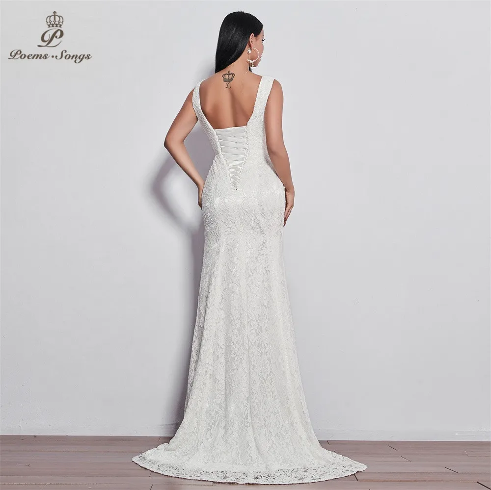 Стихи песни элегантный стиль кружева свадебное платье для свадьбы Vestido de noiva Русалка Свадебные платья цвета слоновой кости/белый
