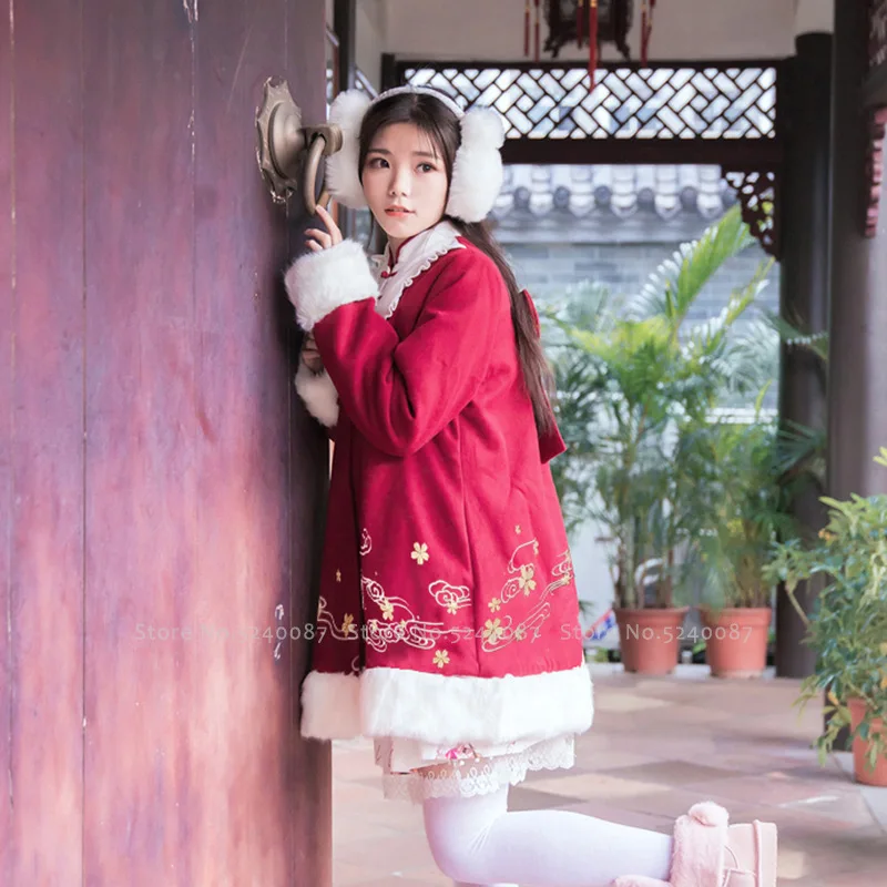 Китайский новый год Женский традиционный Qipao Tang костюм зимнее пальто для девочек