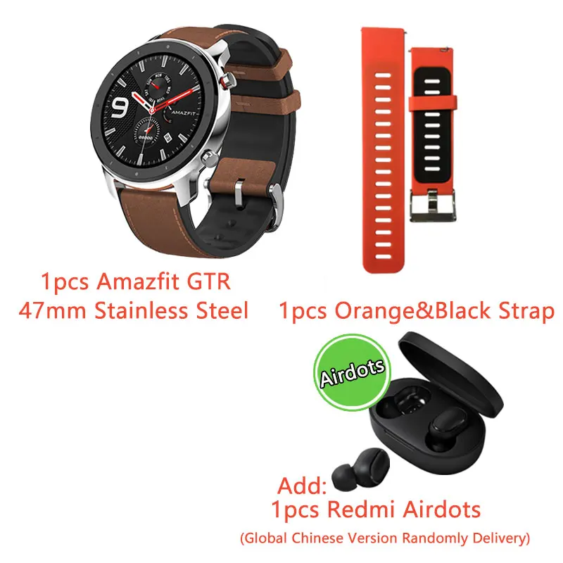 Steel strap earphone Глобальная версия Amazfit GTR 47 мм 42 мм Смарт часы умные часы Xiaomi Huami Smartwatch 12 спортивных режимов 5ATM водонепроницаемый gps 24 дня батарея AMOLE - Цвет: Steel strap earphone