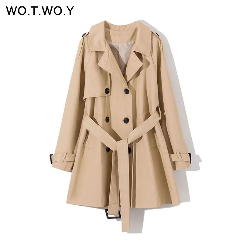KK Autumn Fashion Safari Style Casual Women's Coat Double Breasted Pocket Sashes Women Trench Coat Medium-long Trench - Цвет: KK