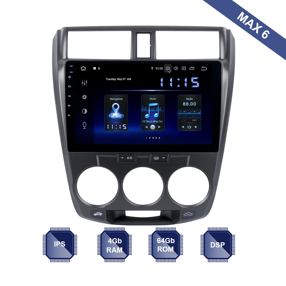 Авторадио автомобиля 2 Din Android 9,0 для Honda City 2008 2009 2010 2011 2012 радио навигация gps 10," ips экран HDMI Carplay TPMS
