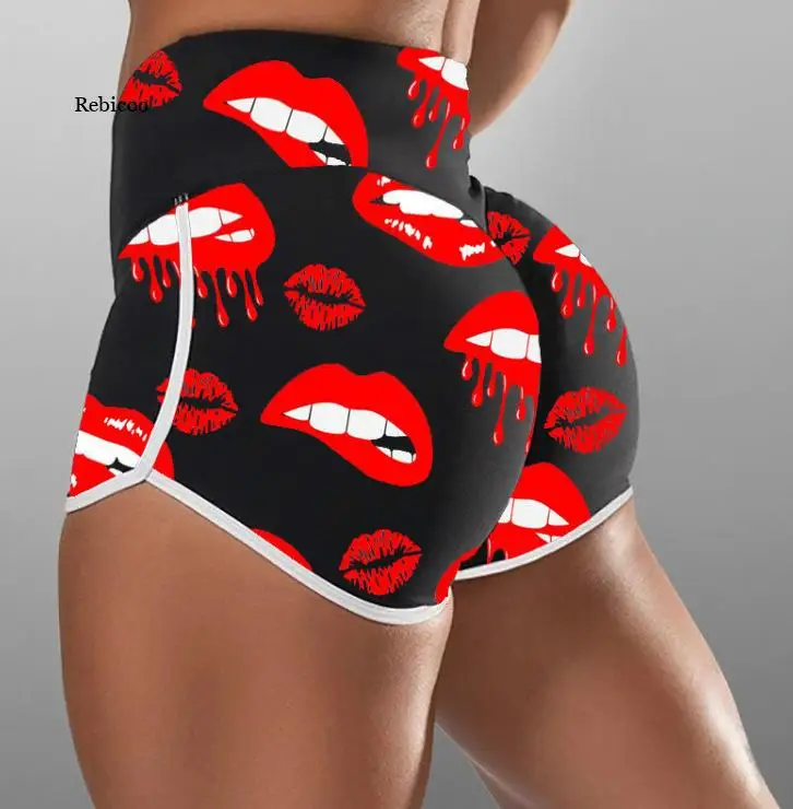 

Шорты для йоги с принтом женские модные леггинсы для бега с высокой талией спортивные эластичные летние тонкие женские шорты для тренирово...