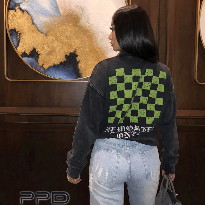 Уличный хлопковый свободный свитер с капюшоном 2 цвета | Женская одежда