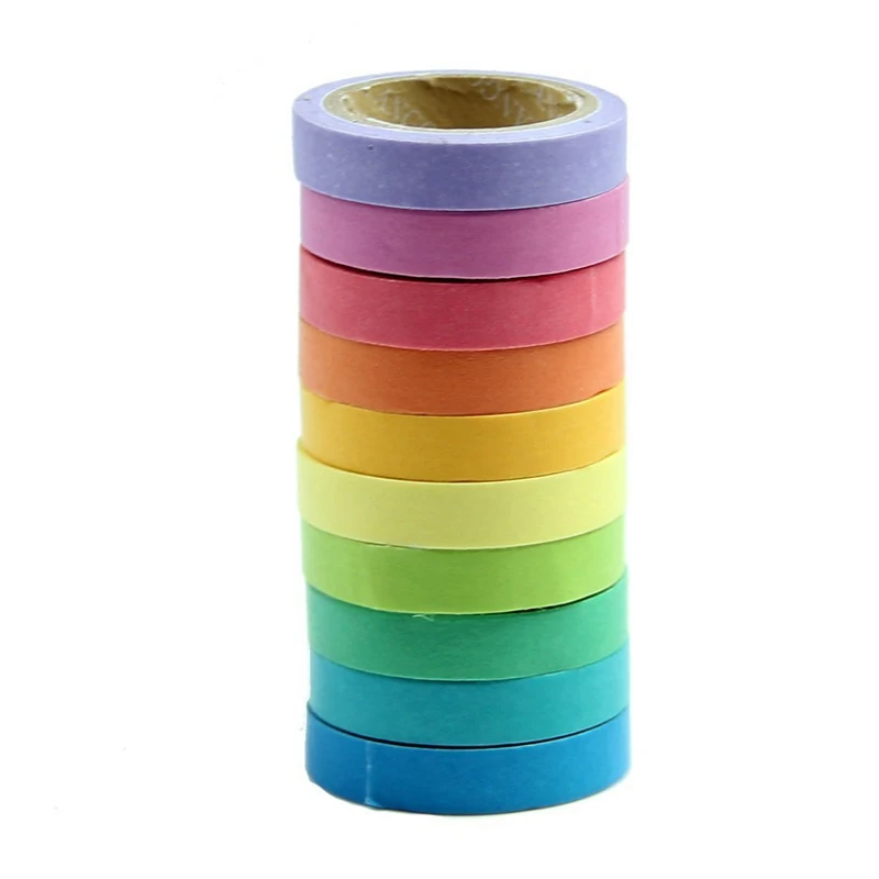 

10x Decorative Colorful Rainbow Sticky Paper Masking Adhesive Tape Scrapbooking DIY 5m*0.7cm