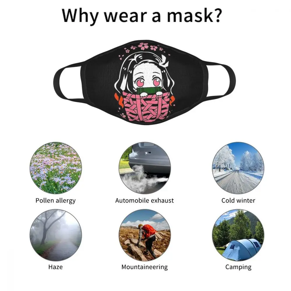 

NEZUKO Mascarilla Reutilizables Demon Slayer Kimetsu No Yaiba Kamado Anime Designer Adulte Masks