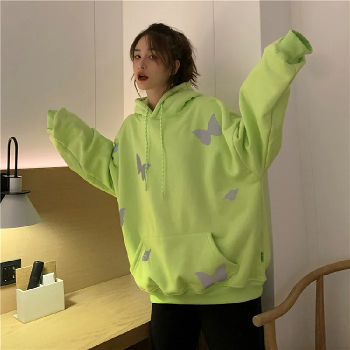 

Светоотражающая бабочка флуоресцентный зеленый свитер для женщин Модный Instagram осень и зима 2