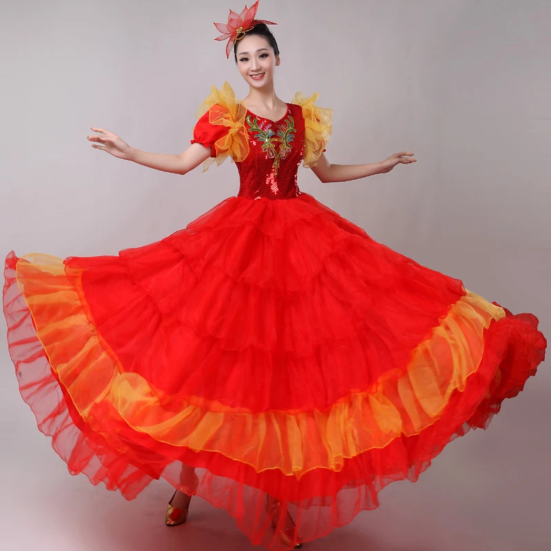 Платье Фламенко Женский танцевальный испанский костюм Женская сценическая