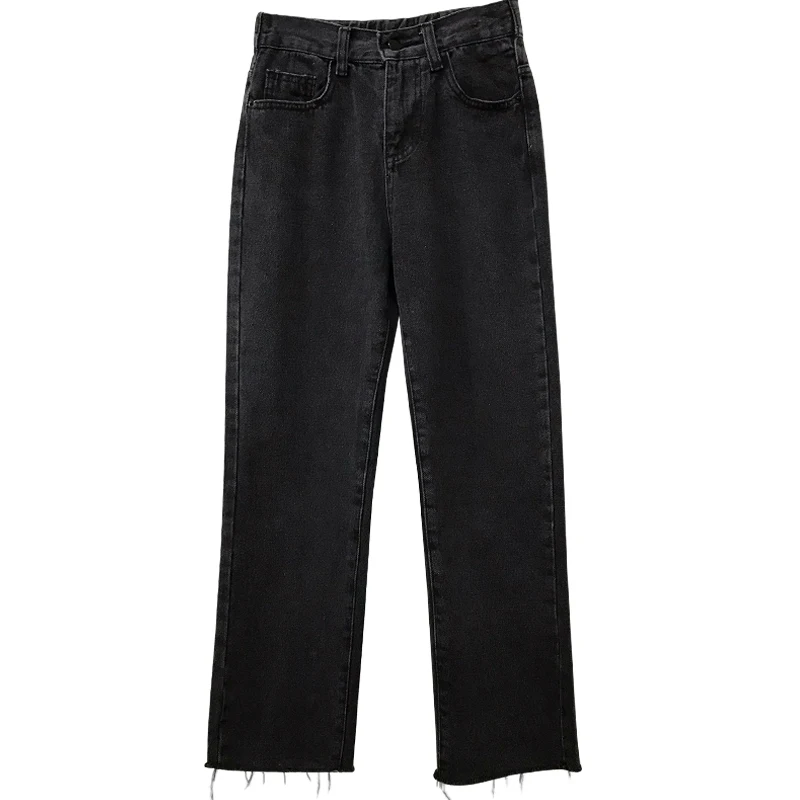 

Autumn and Winter Korean Style Large Size Fat Mm200 Jin Straight Cropped Jeans Female Students High Waist Loose and Slimming